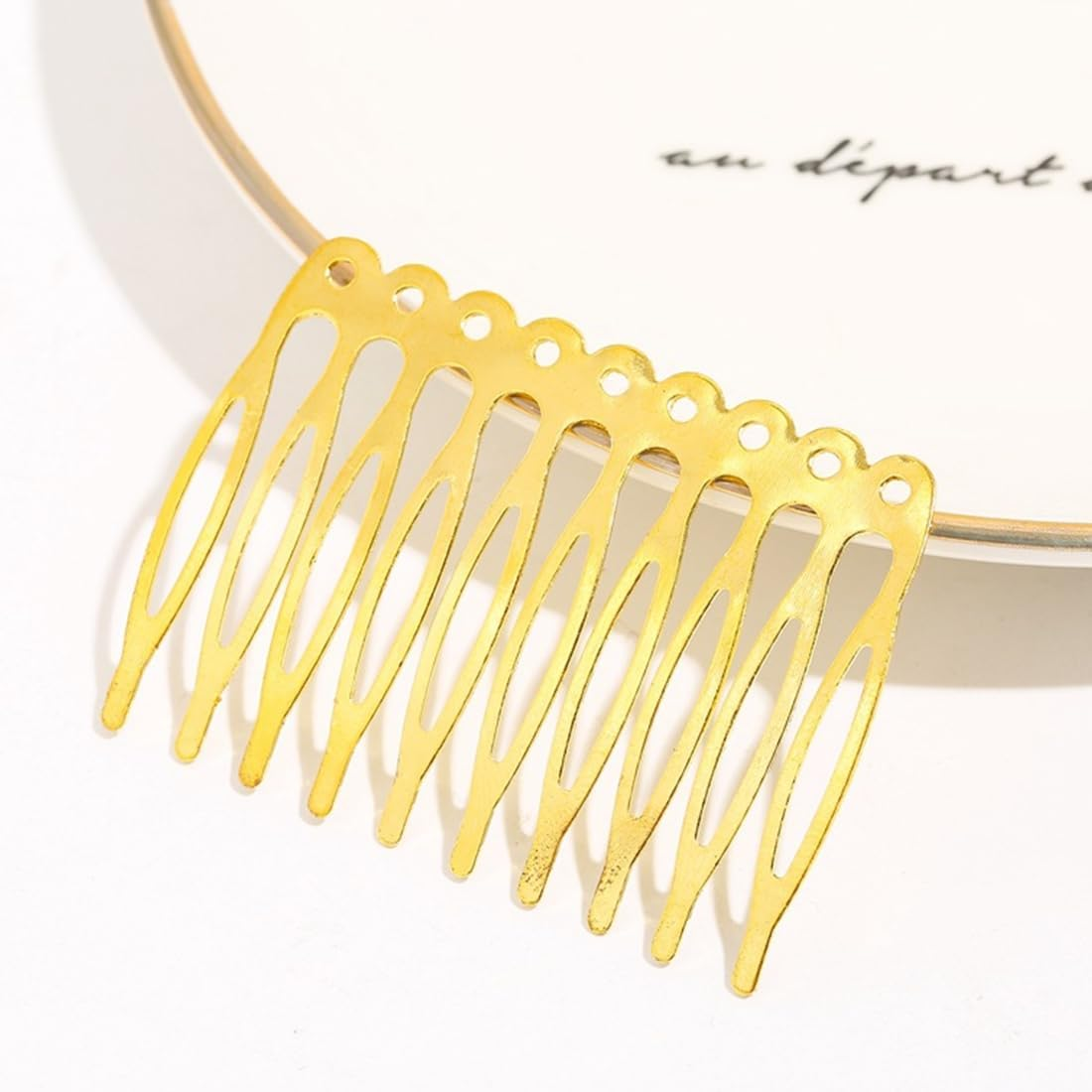 16 Pieces Metal Side Combs with 10 Teeth Veil Combs Hair Side Combs for Women French Hair with Teeth for Hair Accessories with Silver and Gold Chignon Clip image number 2