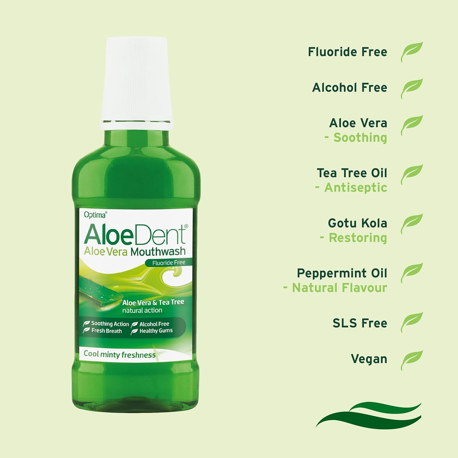 Aloe Dent Aloe Vera Mouthwash, Fluoride Free, Natural Action, Vegan, Cruelty Free, SLS Free, Alcohol Free, for Healthy Gums, 250Ml (Pack of 2) image number 1