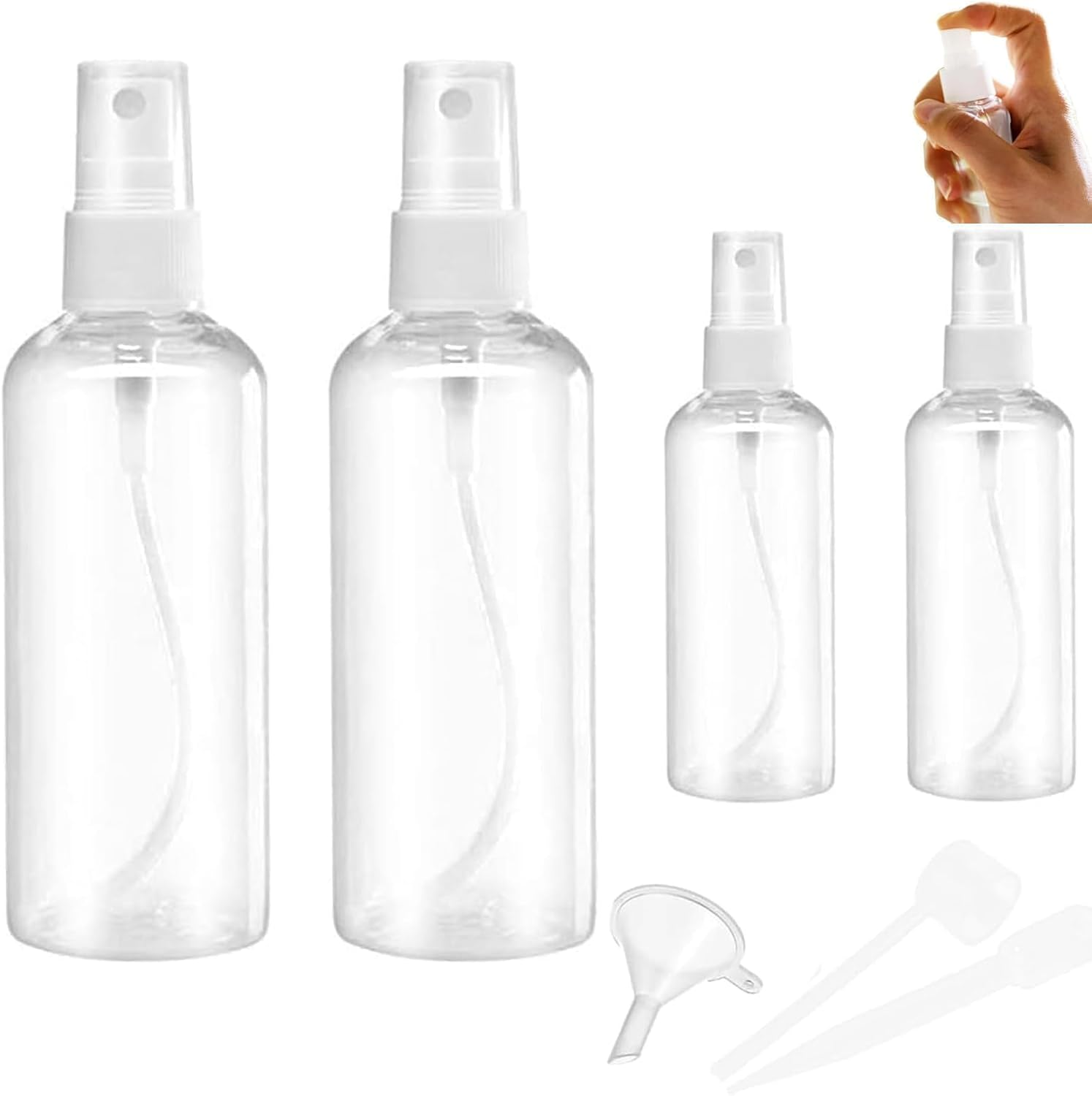 Umyeoqoyo Spray Bottle, 4Pcs Small Spray Bottle, Spray Bottle, Mini Spray Bottle, Travel Spray Bottle, Empty Spray Bottle, Travel Makeup Skin Care Cleaning Use(20Ml 50Ml,With Tools) image number 6