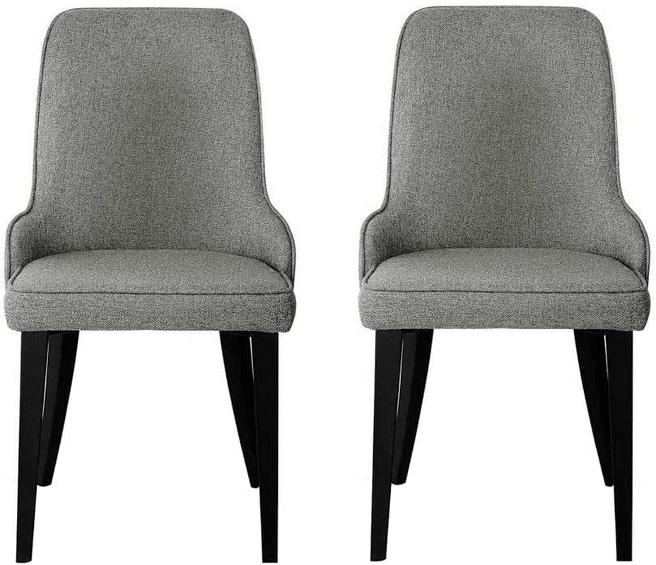 Artiss Dining Chairs Set of 2 Grey Chair Nursing Seats Reading Seating Home Living Room Bedroom Kitchen Cafe Office Furniture, Vintage Linen Fabric, in 45Cm Seat Height image number 2