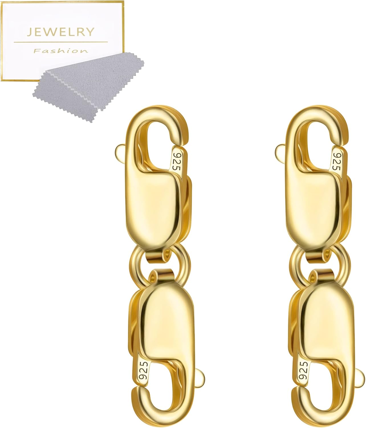 Bracelet Extender Gold Necklace Clasps and Closures 14K Gold Plated 925 Sterling Silver Double Lobster Clasp Double Claw Connector for DIY Jewelry Making（2Pcs） - B-2 Pcs Gold image number 6