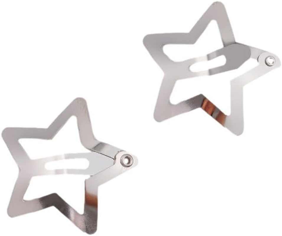 PLGEBR Star Hair Clips, Silver, 10 Pieces, Silver Metal Star Hair Clips, Hair Clips, Headwear, Non-Slip Metal Star Hair Accessories for Women and Girls image number 5