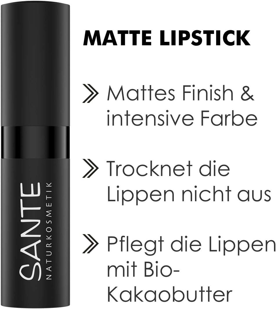SANTE Naturkosmetik Matte Lipstick 03 Blissful Terra, Lipstick, Matte Effect, with Organic Cocoa Butter, Intensive Colour Pigmentation, 4.5 G image number 6