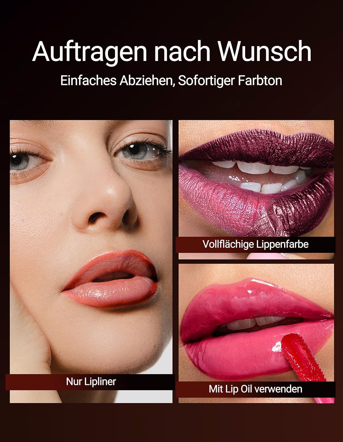 Erinde Lip Stain Peel off Set, Waterproof and Durable Lip Liner Tattoo, Non-Stick Cup Lip Tint Matte Finish, Natural Lip Liner, Highly Pigmented, Transfer Resistant, with Small Tweezers #03 image number 4