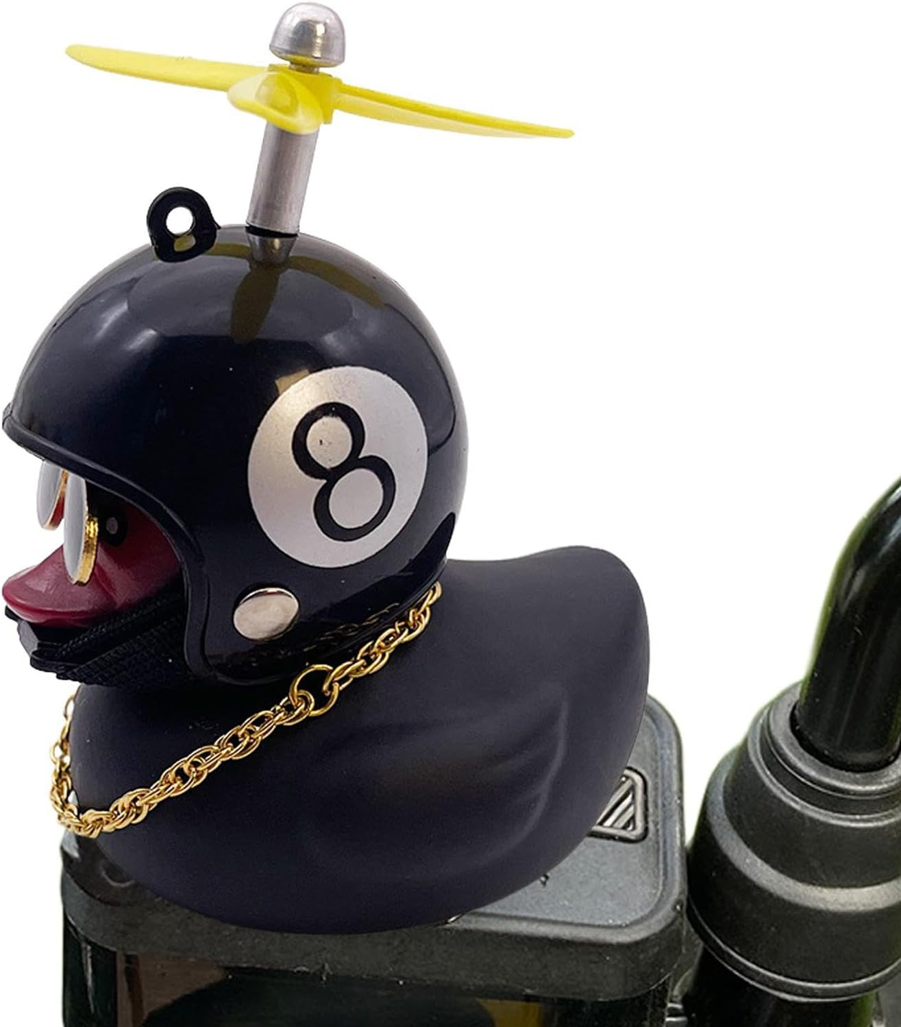 Duck Car Ornament - Car Ornaments Little Duck | Rubber Duck Toys Car Decorations, Duck with Propeller Hat, Motorcycle Home Decor Buniq - Heiba-Little Black Duck image number 6