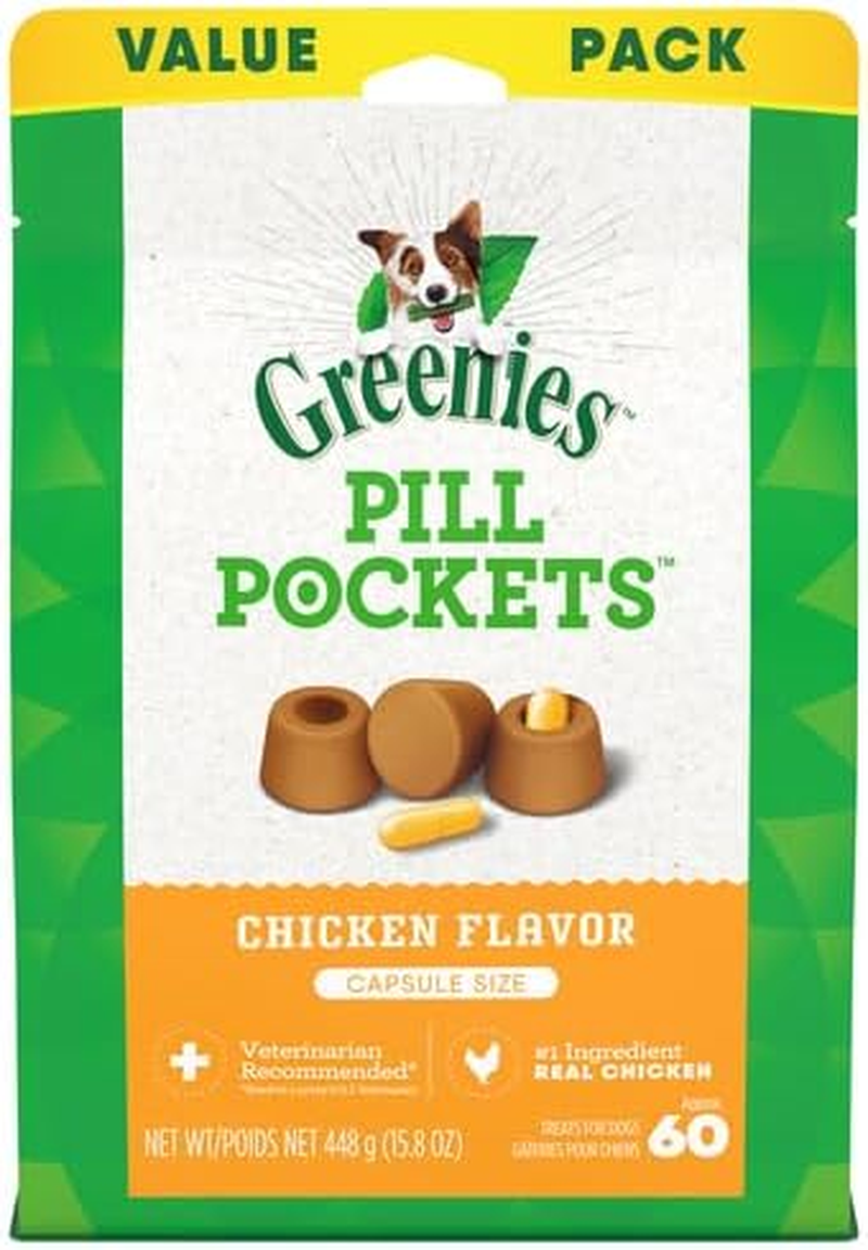 GREENIES Pill Pockets Capsule Size Natural Dog Treats Chicken Flavor, 15.8 Oz. Value Pack (60 Treats) image number 6