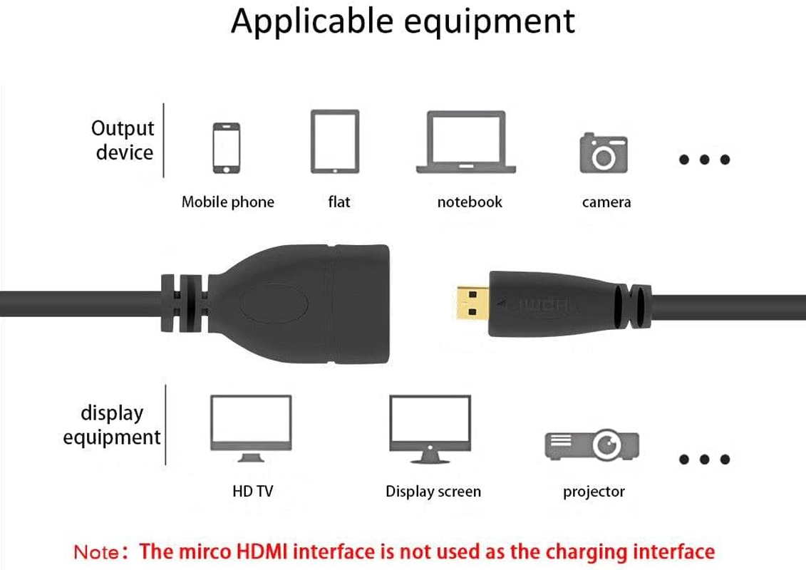 Chenyang Micro HDMI Male to HDMI Female Adapter Short Cable 10Cm for XOOM Droid X HDTV 4K 1080P image number 2