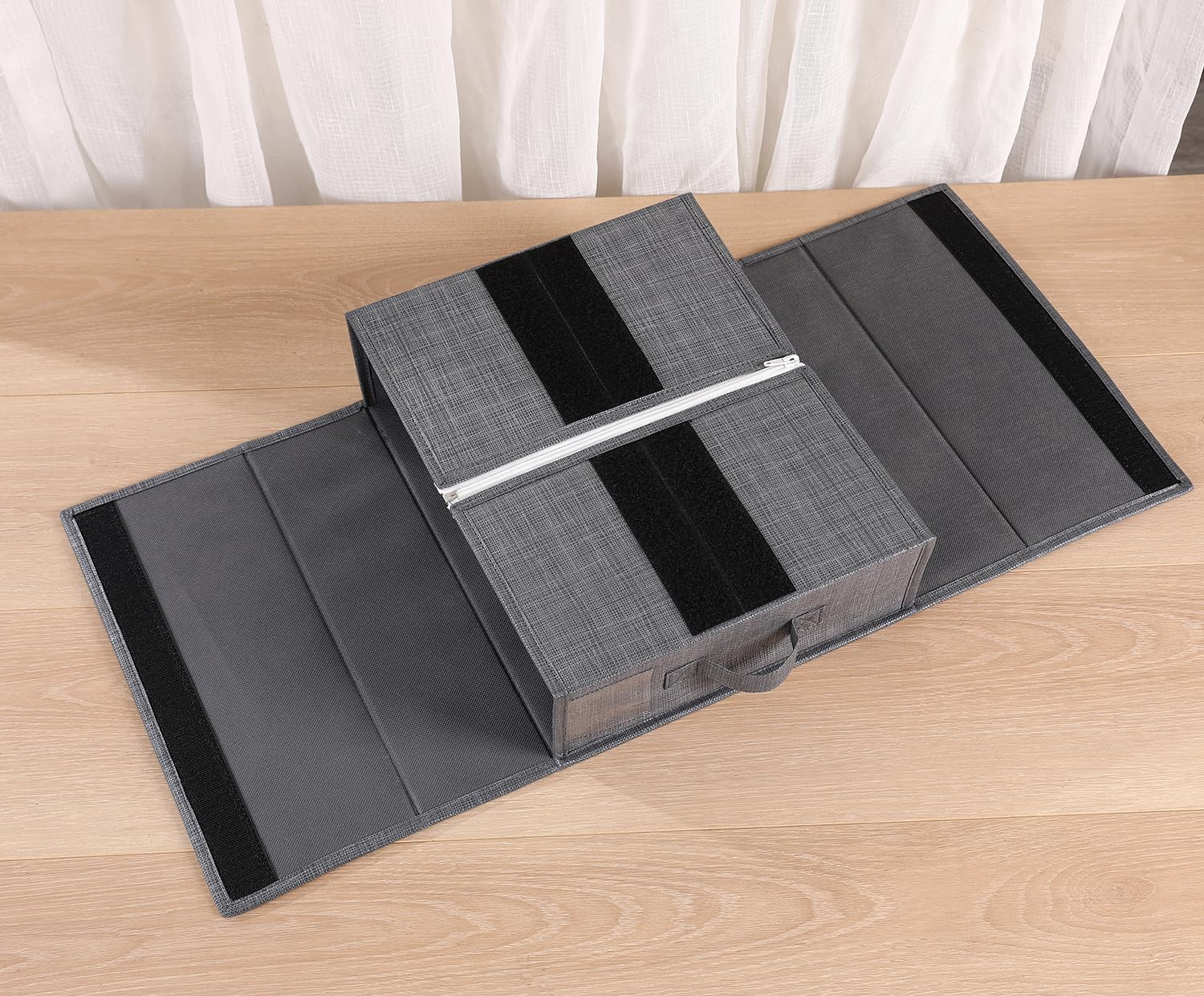 Bed Sheet Organizers and Storage 2 Pack, Foldable Sheet Organizer for Linen Closet, Bedding Folder Storage Box Container for Blanket, Duvet Cover Set, Organizing Bedding Container