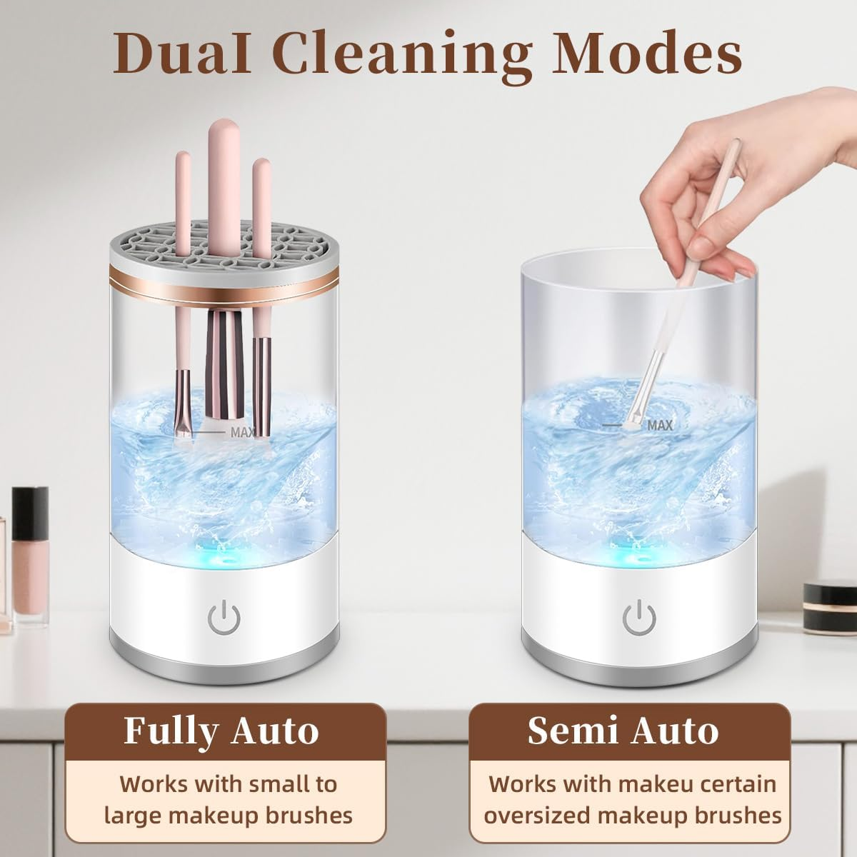 Doright Electric Makeup Brush Cleaner, USB Automatic Brush Cleaner Machine Deep Cleaning for All Size Brushes & Sponges Hand Free Make up Brush Cleaner Set image number 6