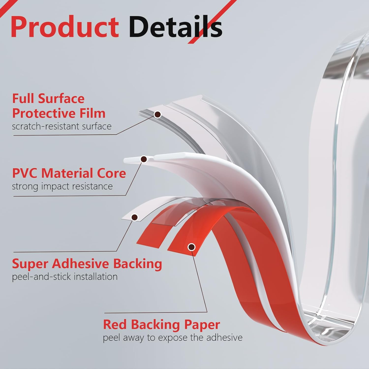 Peel and Stick Wall Molding Trim, Wall Corner Protector, Flexible Molding Trim for Tile and Wall Edges, Furniture Protection and Decoration, 20 Feet X 0.8 Inch, Silver image number 4