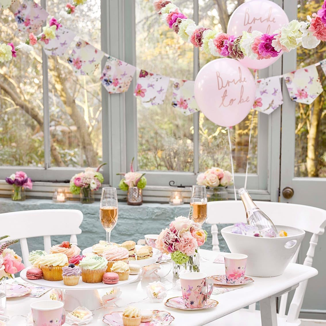 Reusable Pretty Bridal Floral Headband with Adjustable Ribbon -Faux Flower Crown Bohemian Boho Festival Dress up Headpiece Hair Accessory White & Pink. Perfect for Brides Bridesmaids and Hen Parties image number 3