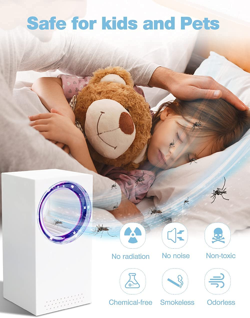 Mosquito Killer Lamp, Bug Zapper, Portable Electric Bug Zapper Insect Trap, USB Charge Fly Zapper, Electric Fly Killer for Camping, Bedroom, Kitchen, Office, Home, Indoor Outdoor Pest Control Trap image number 6