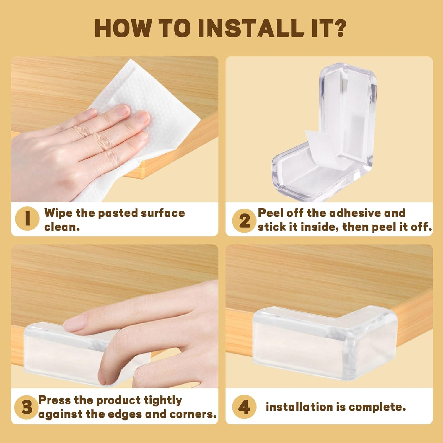 ASTIMESA Thickened Corner Protectors for Furniture, Clear Table Corner Covers Guards, Sharp Edge Bed Corner Bumpers Cushion for Countertop Desk Cabinets (L-Shape) (12 Pack) image number 5