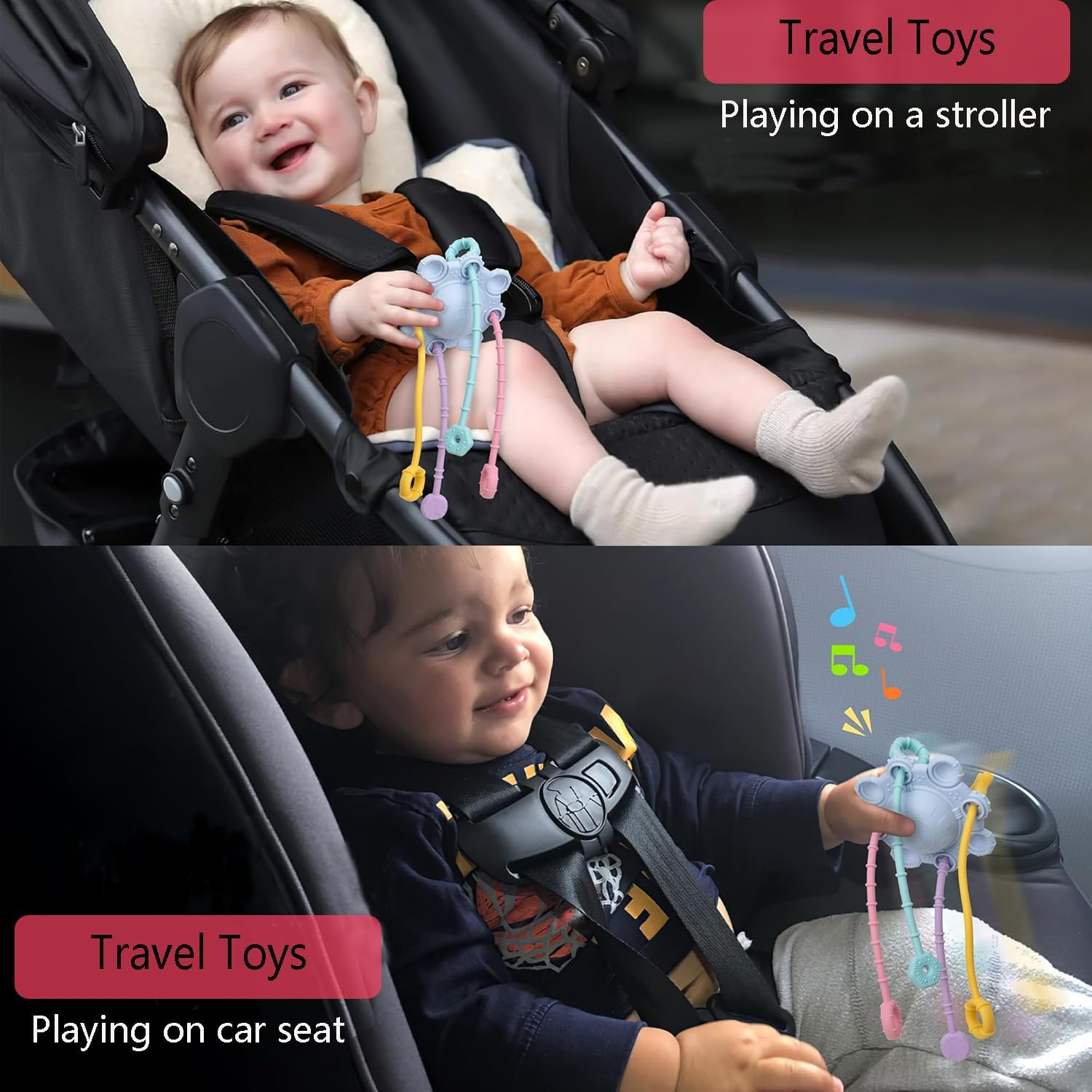 Montessori Toys for Baby, Food Grade Silicone Pull String Activitys for Infant, Travel Toys for Babies, Sensory Toys for Toddlers, Fine Motor Skills Toys for Girl Boy Gift