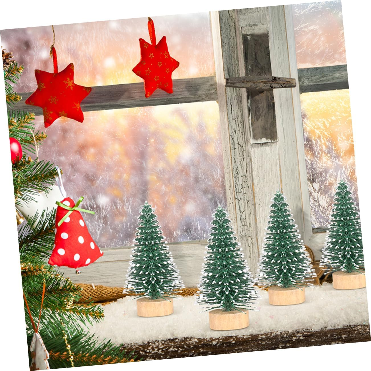 12Pcs Mini Adornment Christmas Tree Ornaments Covered for DIY Craft Tree Decorations image number 6