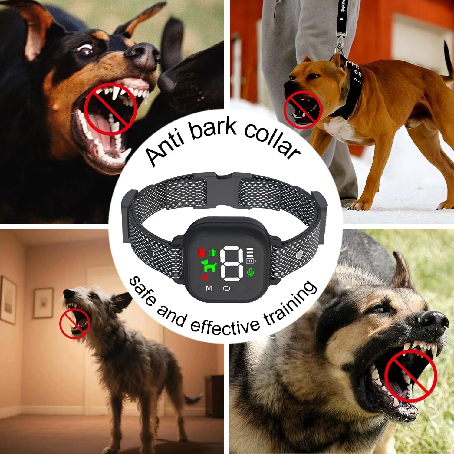 VIC Dog Bark Collar, Smart Bark Collar for Small Medium Large Dogs, Automatic No Shock anti Barking Training Collar, Rechargeable No Bark Collar with 8 Adjustable Sensitivity & Beep Vibration Modes