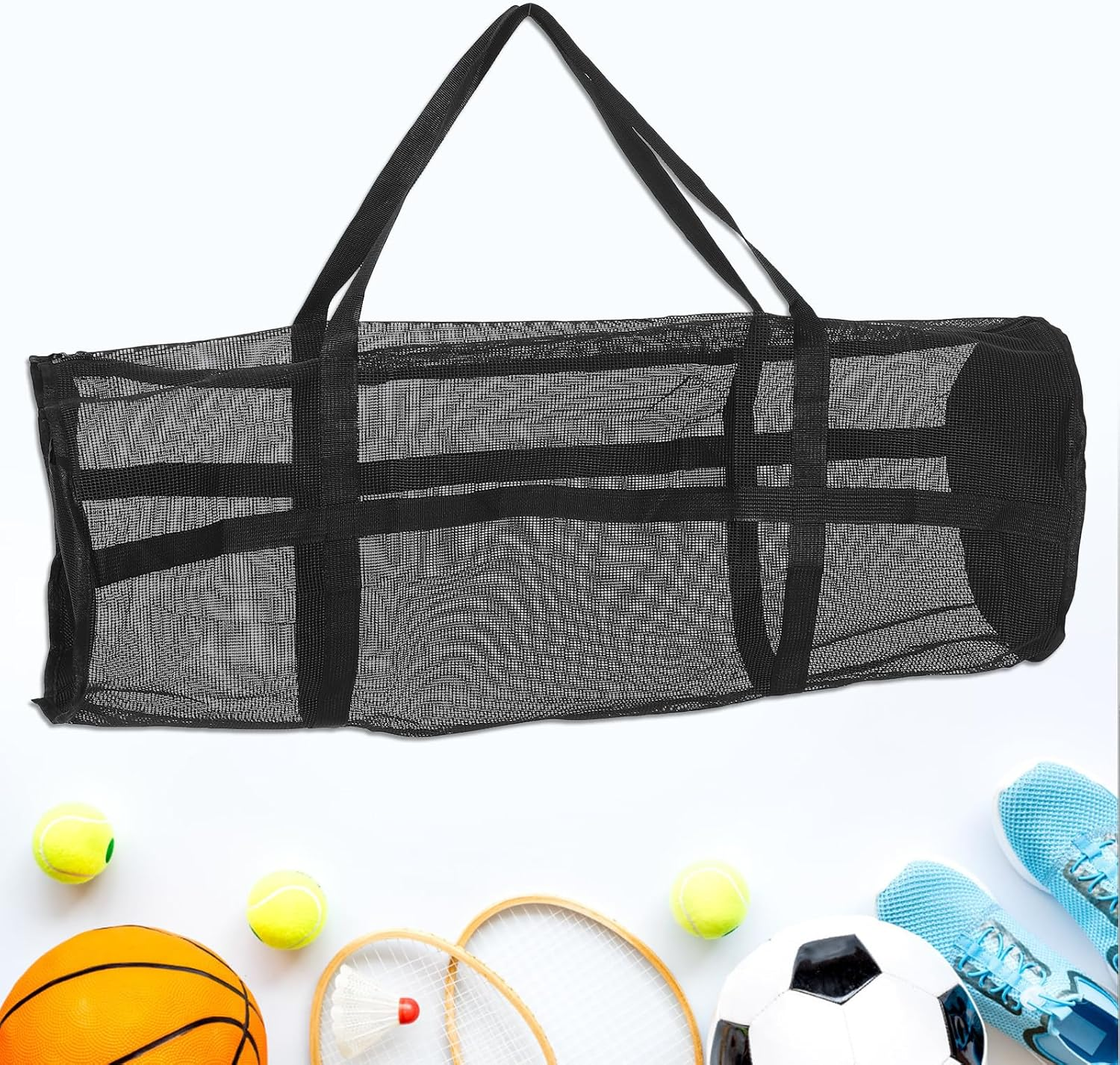CONGARTENO Large Mesh Duffle Bag for Sports Equipment with Dual Straps Basketball and Soccer Storage Bag for Gym Swimming Diving and Outdoor Activities Ergonomic Shoulder Carry image number 6