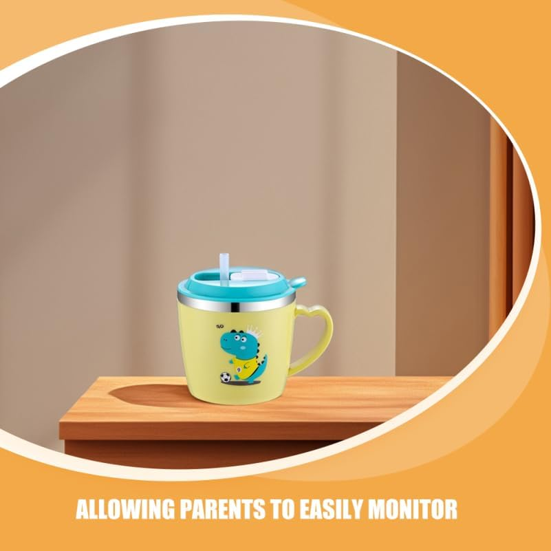 Mobestech Non-Spill Sippy Cup for Toddlers 250Ml Stainless Steel Double Layer Straw Water Bottle Lid Suitable for Milk and Fluids 250Ml image number 4