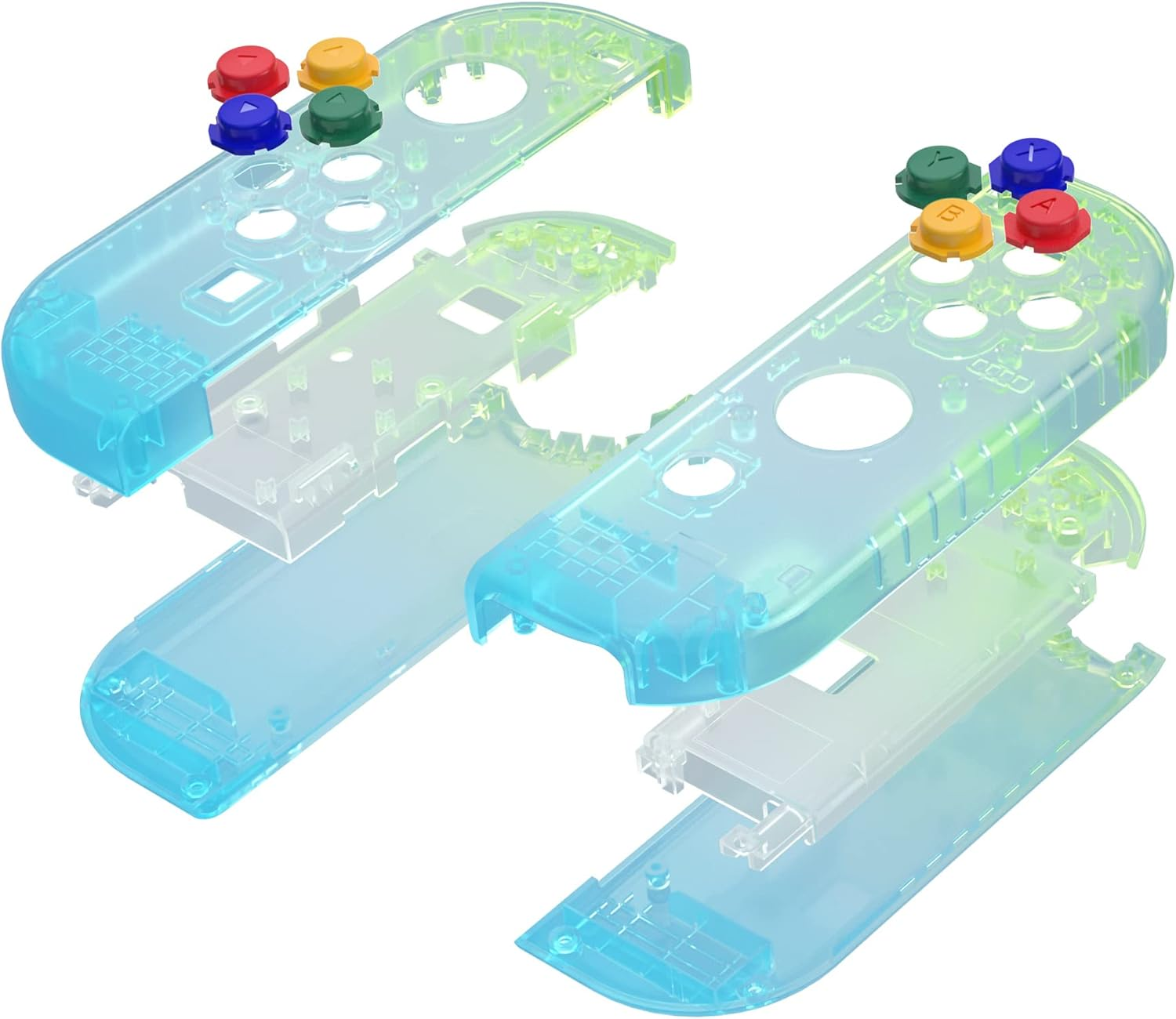 Extremerate Gradient Translucent Green Blue Joycon Handheld Controller Housing with Colorful Buttons, DIY Replacement Shell Case for Nintendo Switch & Switch OLED Model Joy-Con &ndash; Console NOT Included image number 6