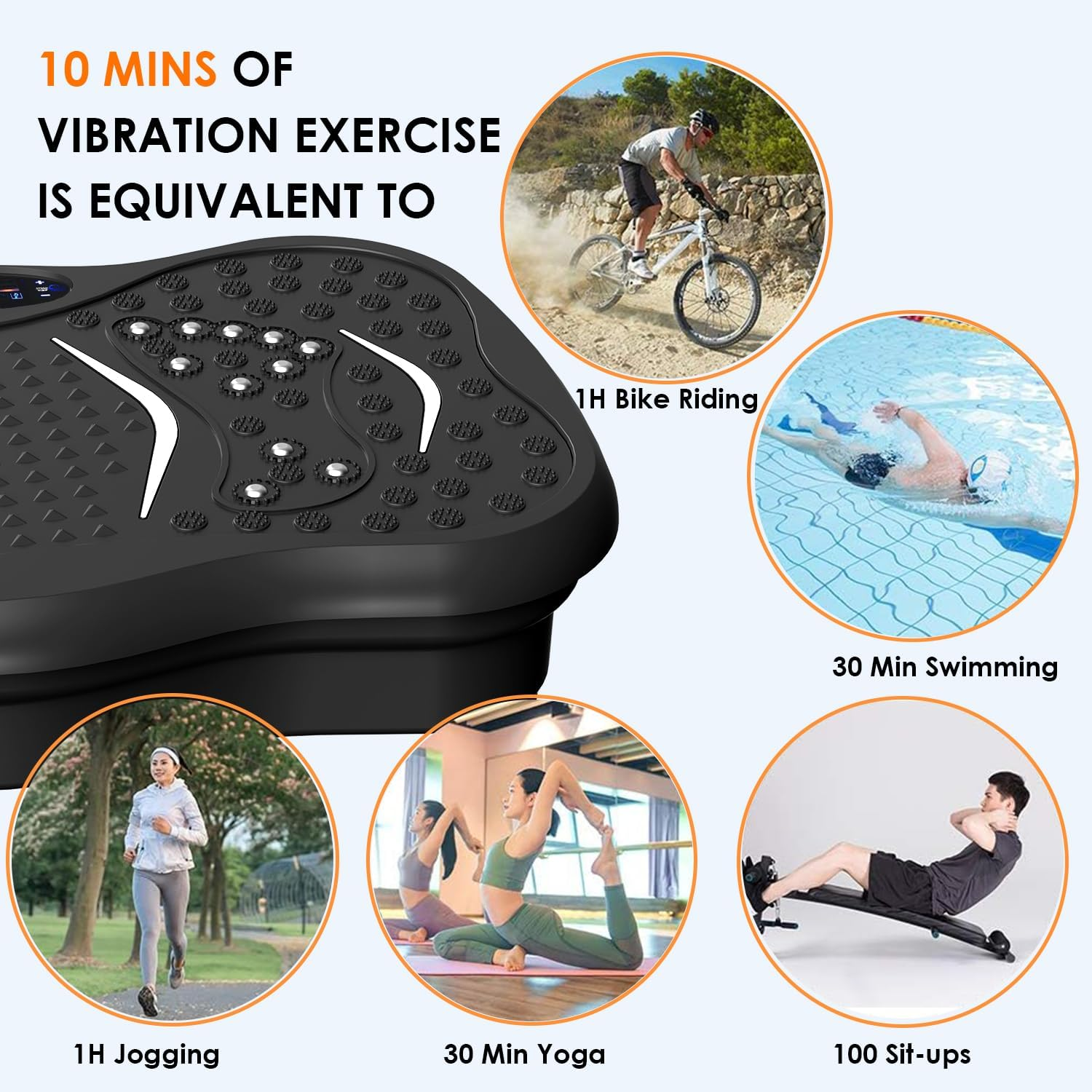 Vibration Plate Exercise Machine with Bluetooth Speaker, Vibration Plate Platform for Lymphatic Drainage, 120 Adjustable Speeds Power Vibrating Plate Helps Weight Loss, Shaping image number 3