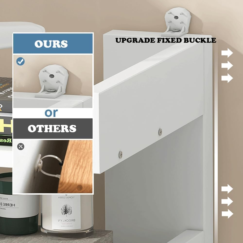 18-Tier Floor Standing Tree Bookshelf, Home Corner Bookcase with Drawer for Cd/Movies/Books, Home Shelf Cabinet Bookcases Storage Rack for Bedroom,Living Room,Office (18-Tier White) image number 1