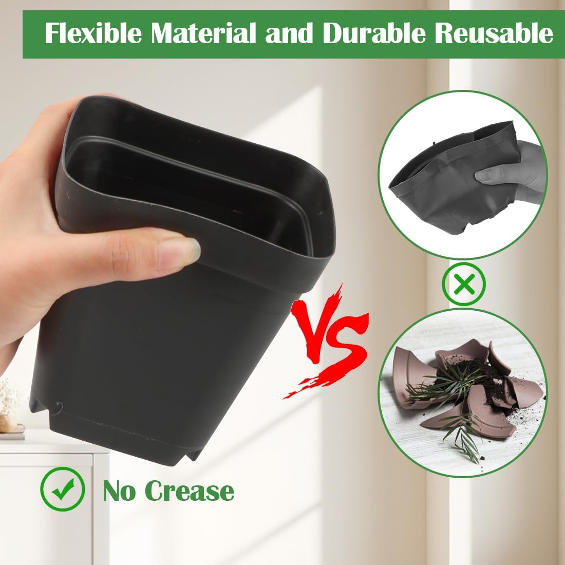 3.15 Inch (8CM) Square Nursery Pots 100 Pcs, Sturdy Seedlings Trays 5 Pcs, Seeds Starter Germination Tray, Microgreening Planter Nursery Propagation 5 Sets image number 2