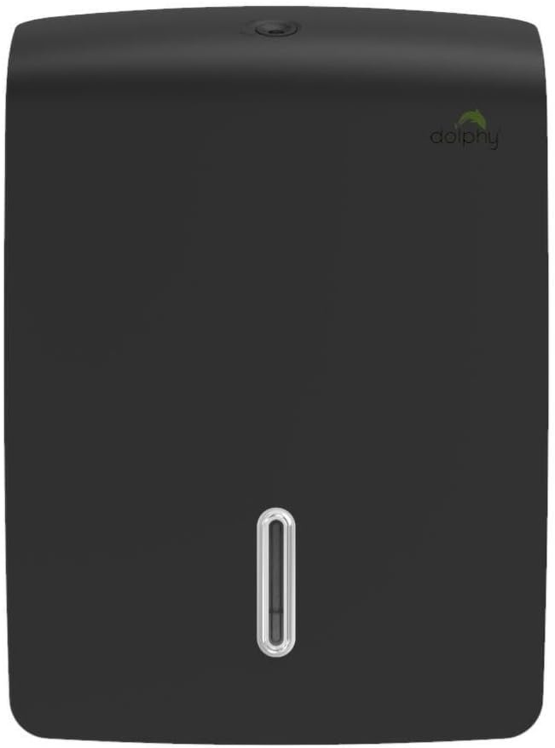 Dolphy Jumbo Plaza Ultraslim Paper Towel Dispenser &ndash; Black, Wall Mounted ABS, Lockable & Refillable, Fits M & Z Fold Towels, Ideal for Bathroom, Kitchen & Public Washrooms image number 1