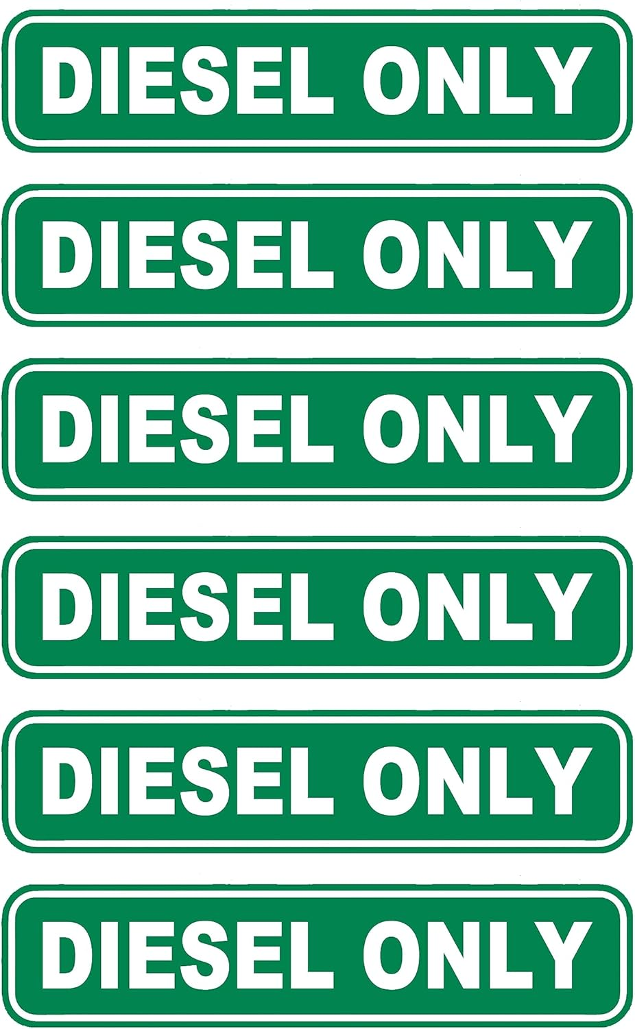 Diesel Only Sign Sticker Safety Label Vinyl Decal Oil Gas Fuel Tank Suitable for Cars, Trucks, Tractors 5Inch 6Pcs (Green)