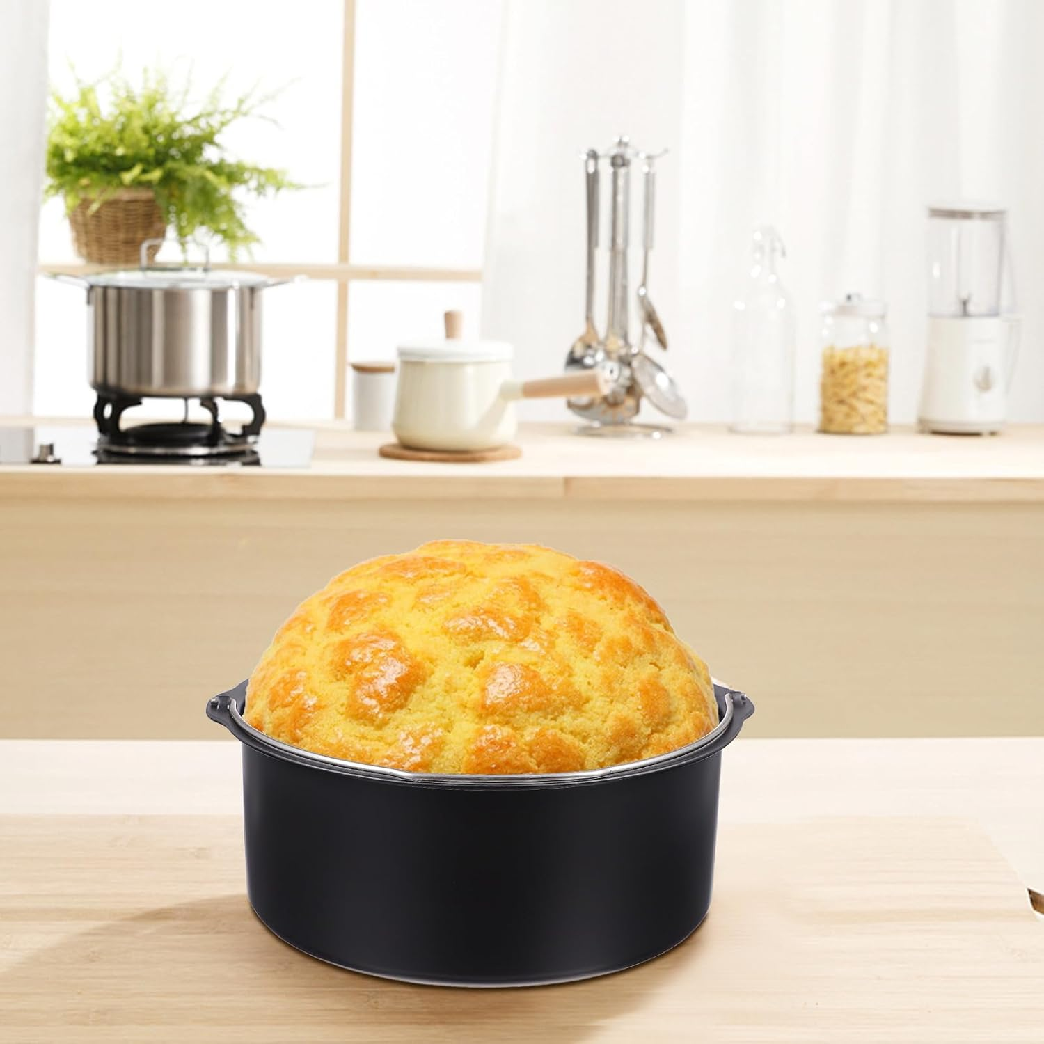 DEARMAMY Air Fryer Accessories 2Pcs Set 6-Inch Pizza Tray Cake Basket Compatible 3.5-5.8Qt Air Fryers Non-Stick Bakeware for Kitchen Baking image number 3