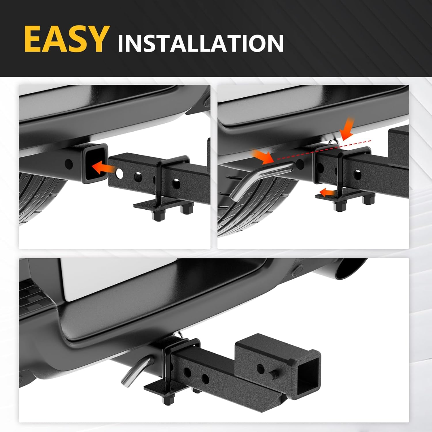 YZONA Trailer Receiver Hitch Riser & Extender Adapter, 2" Drop/Rise, Adjustable Lengths 5", 6", 8", 9", Solid Tube, 2-Inch Receiver, 7500 Lbs Towing Capacity, Matte Black image number 1