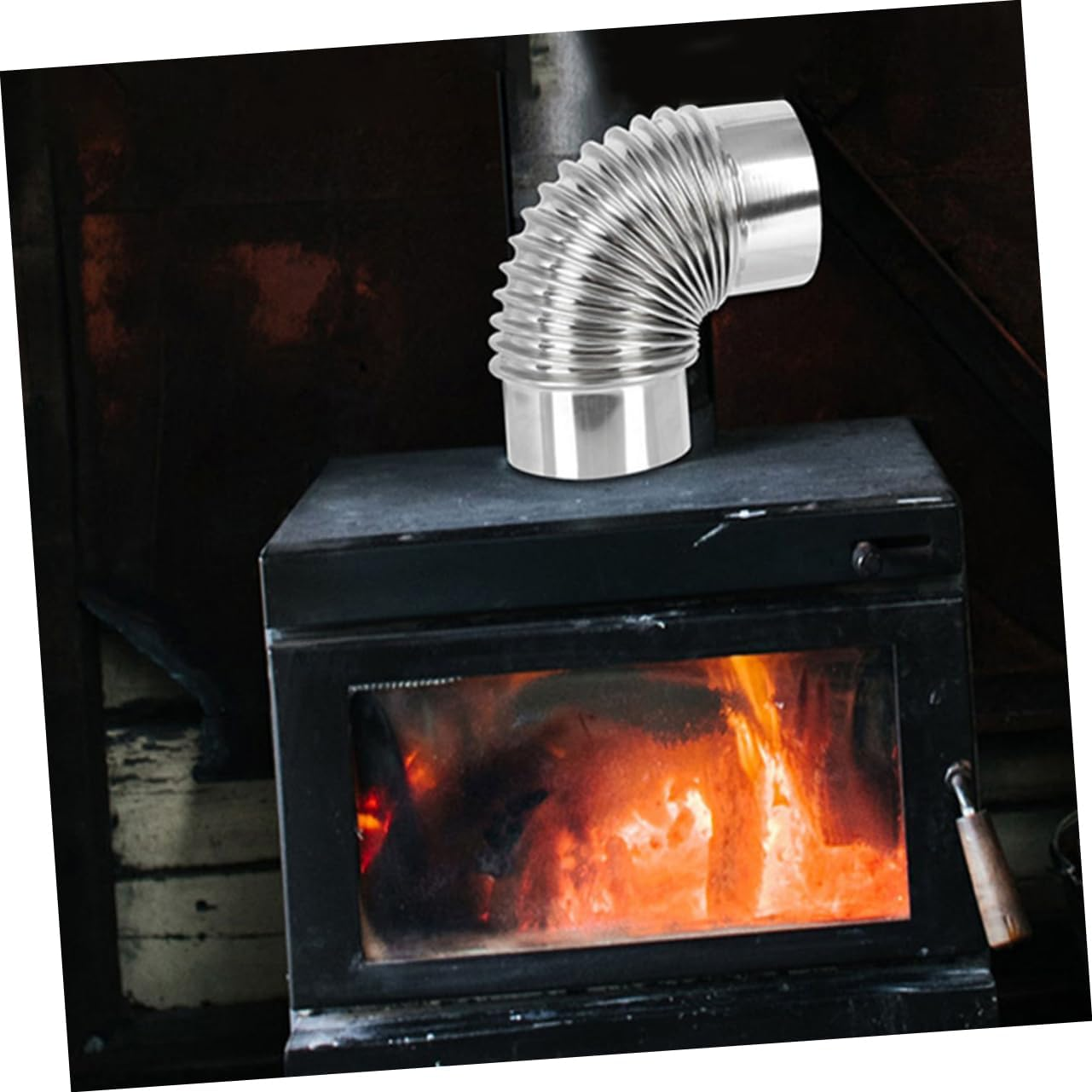 Generic Easy Install 90 Degree Metal Stove Elbow Sturdy Stainless Steel Chimney for 6 Inch Wood Stove image number 4