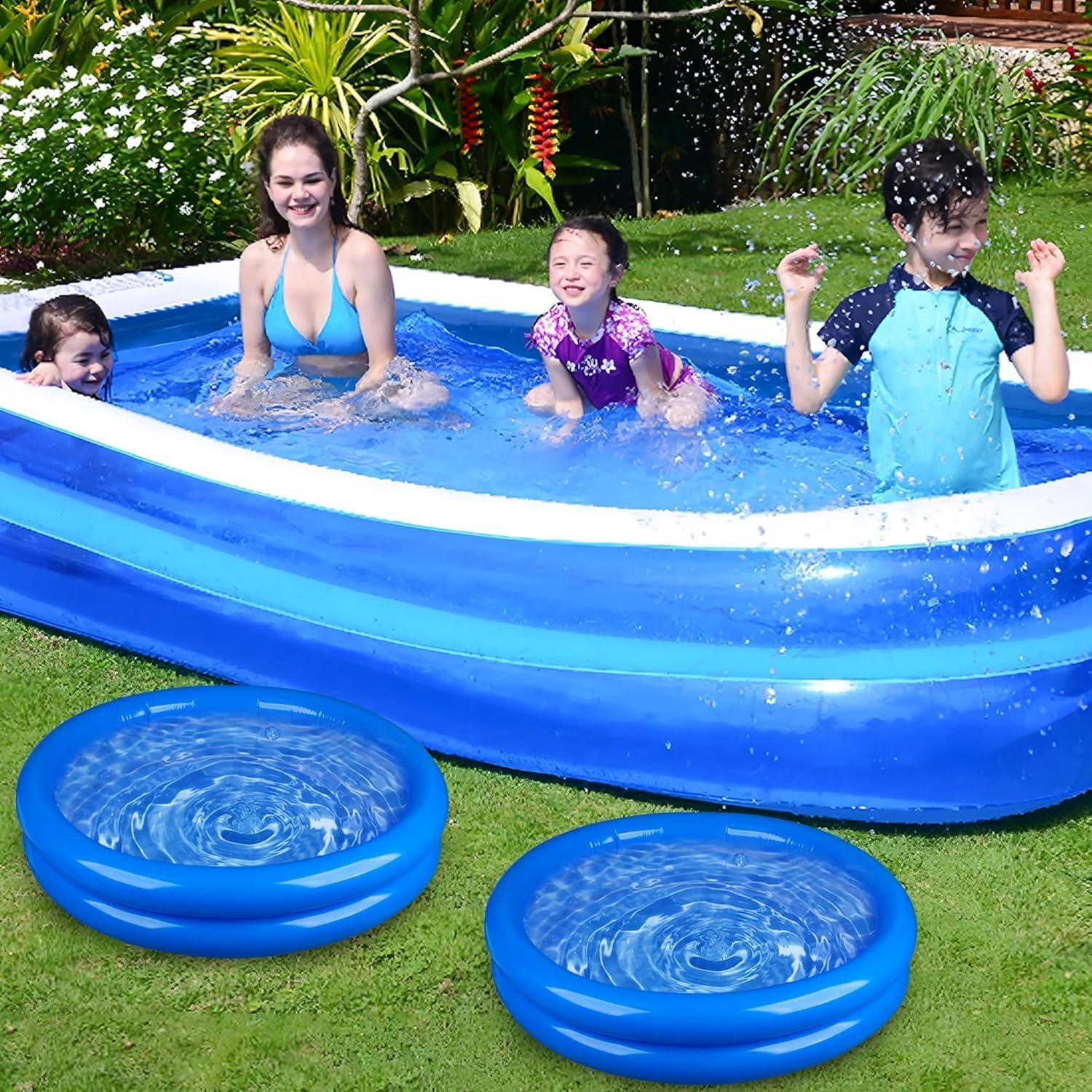 2 Pack Inflatable Foot Bath Tub for Pools, Portable Soaking Wash Basin with Pump, above Ground Pool Accessories, Fits Entry Ladder, Lightweight Foldable Foot Soaker ﻿