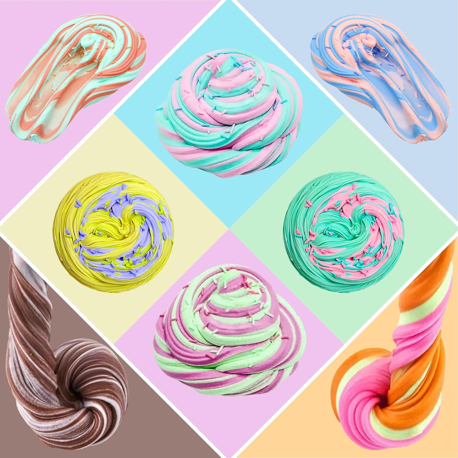 24 Pack Butter Slime Kits for Kids, Scented Non-Sticky Colorful Cloud Slime Toys, Art Crafts Soft Slime with Various Add-Ins for Girls Boys, Birthday Xmas Party Favours Gifts Stress Relief Toy