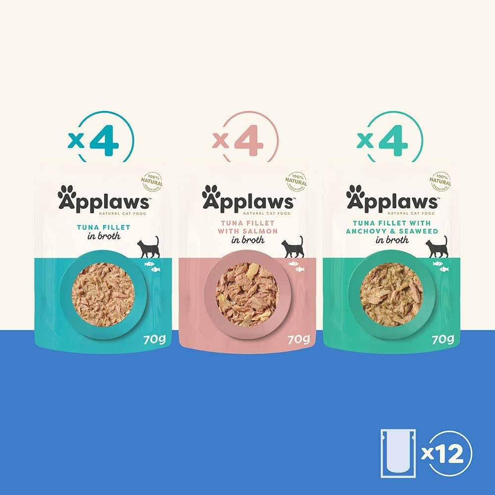 Applaws Mixed Variety Fish Selection in Broth Pouch 100% Natural Wet Cat Food 70G (Pack of 48) image number 6