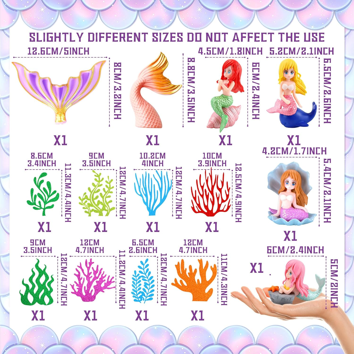 Jevenis Little Mermaid Cake Topper under the Sea Cake Decoration Seashell Cake Toppers Mermaid Tail Cake Topper Mermaid Party Supplies image number 6