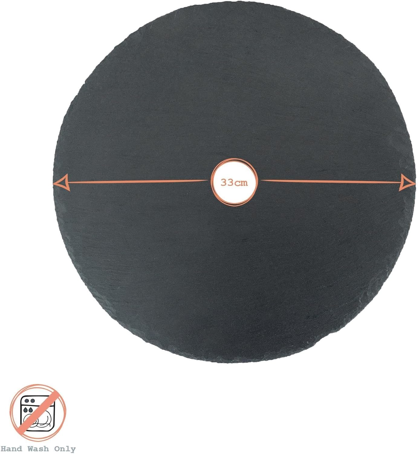Argon Tableware Slate Serving Platter - round - 33Cm - Pack of 1 - Black Natural Slate Rustic Raw Cut Serving Platter Fruit Savoury Placemat Cheese Board with Soft Padded Feet image number 1
