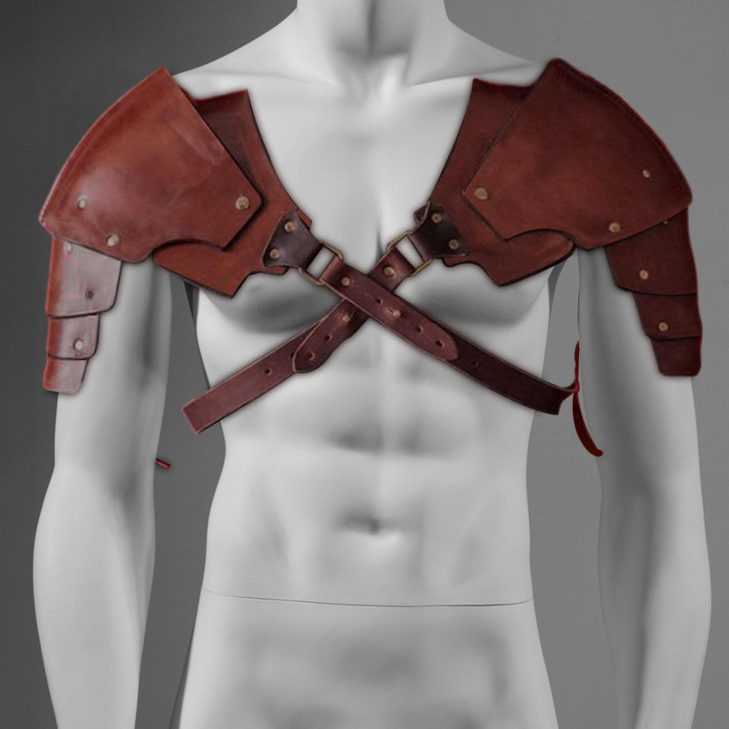 Oshhni Medieval Shoulder Pauldron Medieval Shoulder Armor Steampunk Body Chest Harness for Party Halloween Costume Dress up Cosplay image number 1