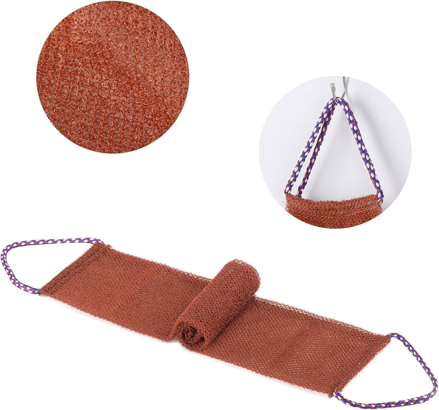 Nylon African Exfoliating Long Body Scrubbing Net, 4Pcs Nylon Exfoliating Long Wash Net, Body Scrubber Back Scrubber Wash Cloth image number 5