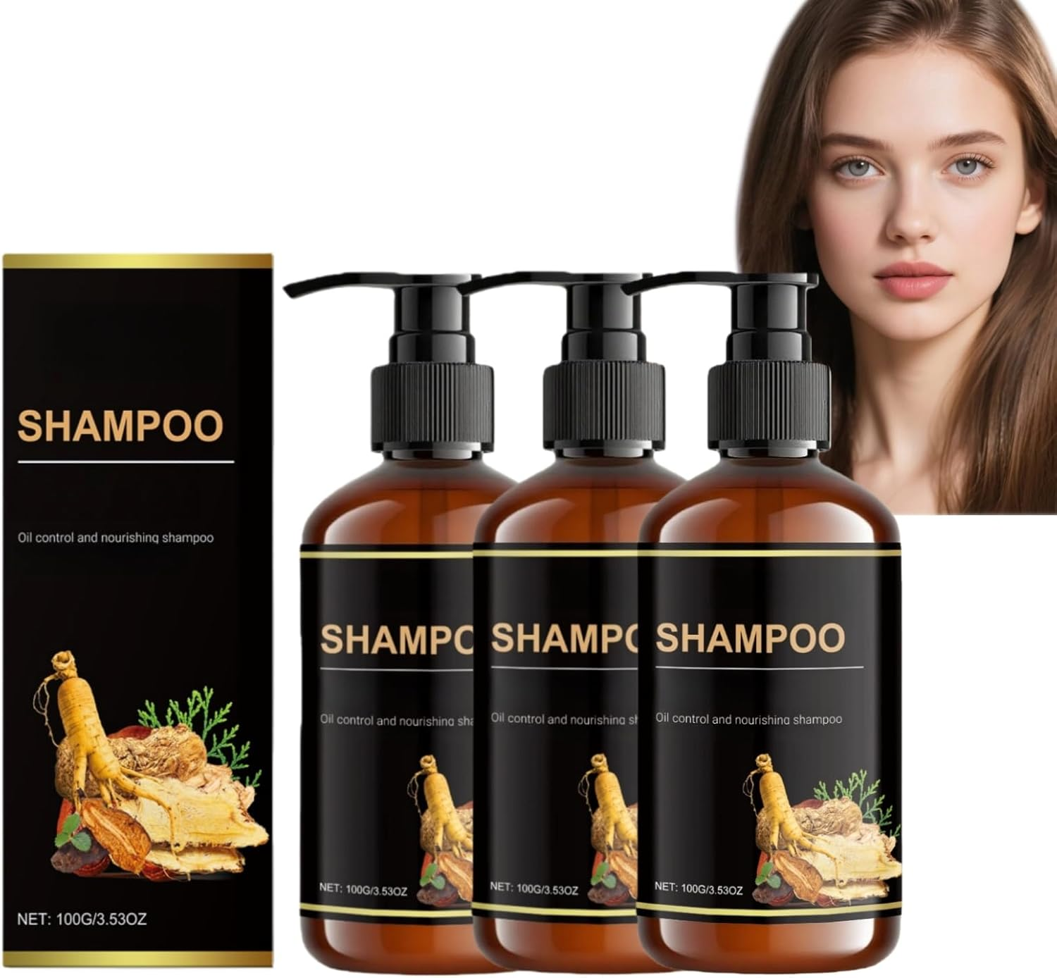 Oil Controlling & Nourishing Rosemary Shampoo with Ginseng Extracts, Sulfate Free for Dry/Oily/Curly Hair, Nourishing & Strengthening Shampoo for Women & Men, Color Safe for Daily Use (1)