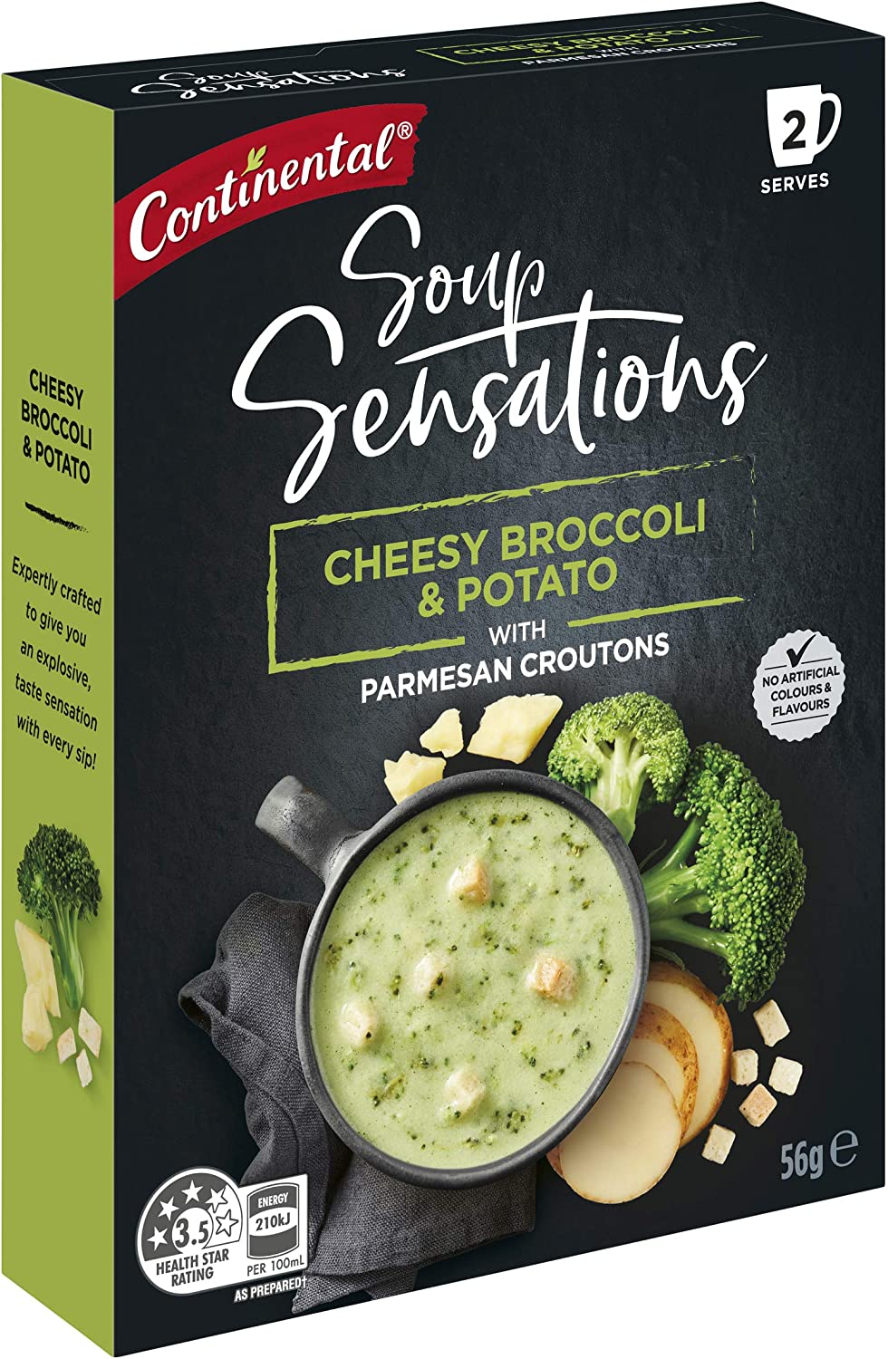 Continental Sensations Soup | Cheesy Broccoli & Potato with Parmesan Croutons (2 Pk), 56G image number 3