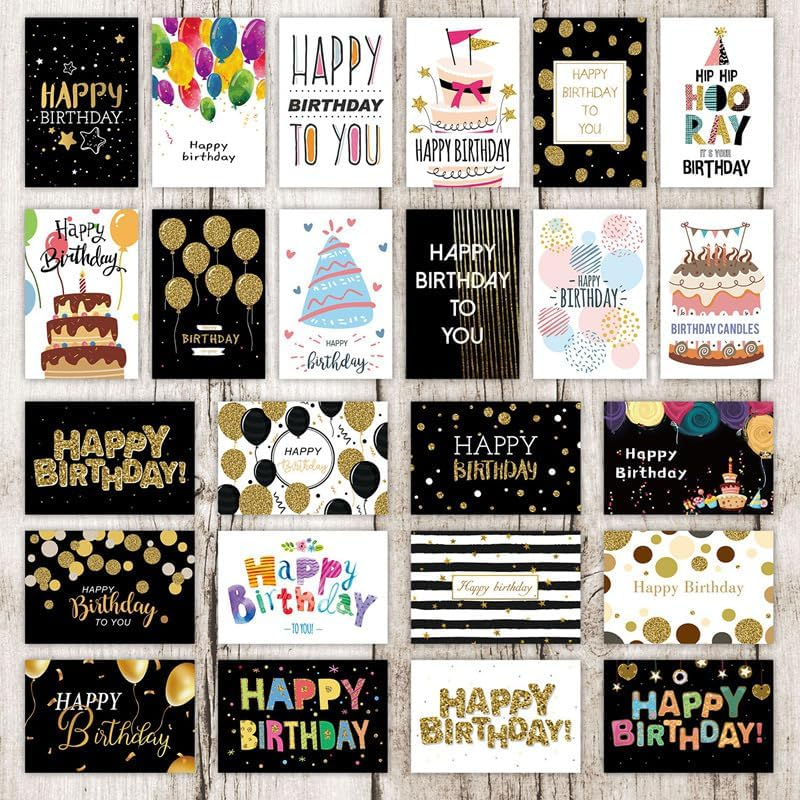 24 PCS Birthday Cards,With Envelopes & Stickers | 4X6 Inches Blank Happy Birthday Cards for Family, Kids, Friends and Office image number 1