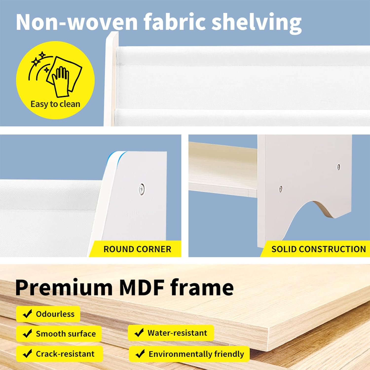 Bopeep Kids Bookshelf, 5 Tiers Storage Book Shelf Bookshelves Corner Wall, Kids Bookshelf Magazines Stand, Toy Bookcase Rotating Display Shelves, Magazine Rack,Home Kindergarten Furniture image number 2