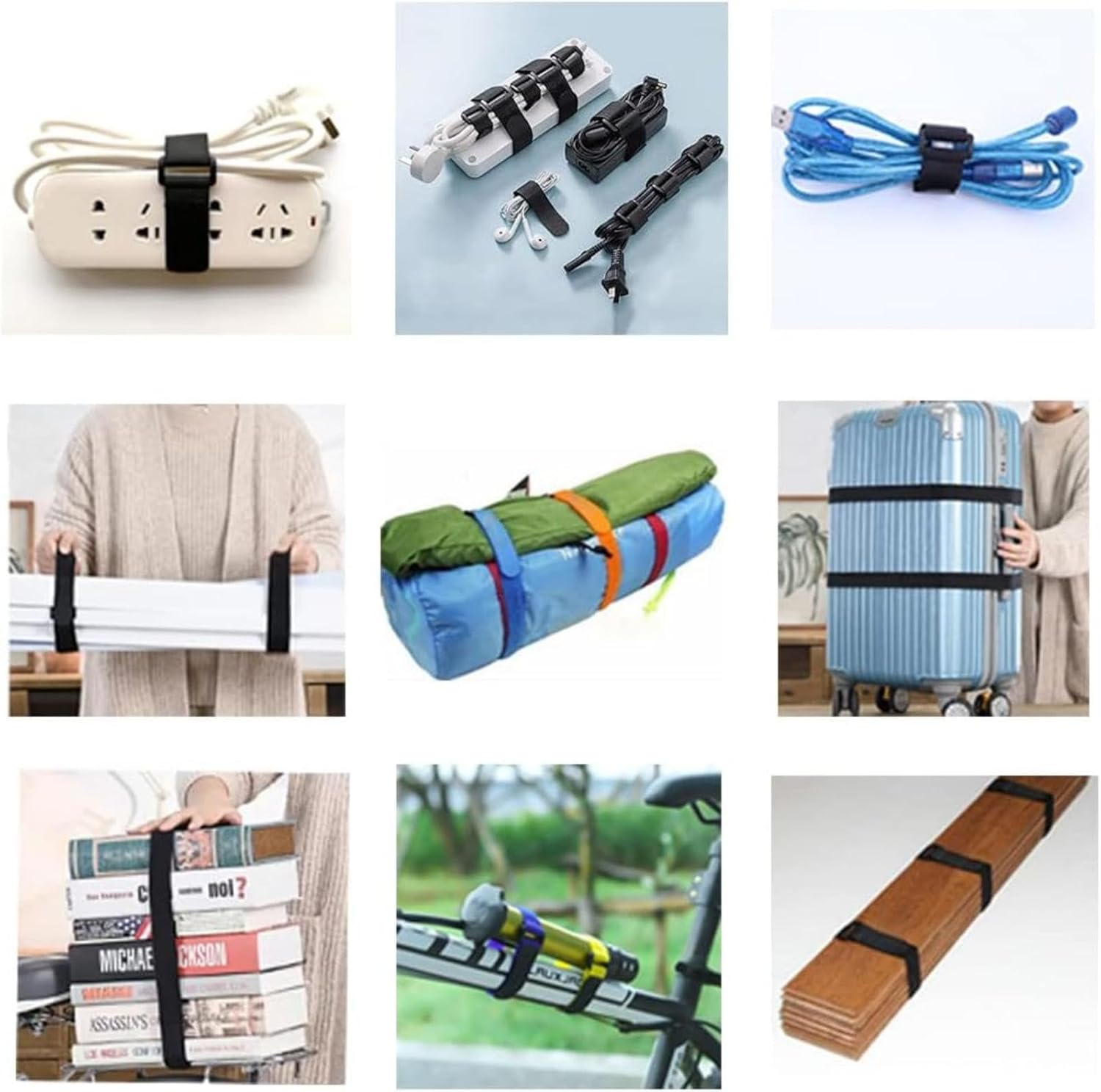 Hook & Loop Cable Straps with Buckles Reusable, Adjustable, Self-Locking Straps for Organising Cords, Wires & Camping Gear,Perfect for Christmas Cable Management（10Pcs, 3.8Cm X 30Cm） image number 1