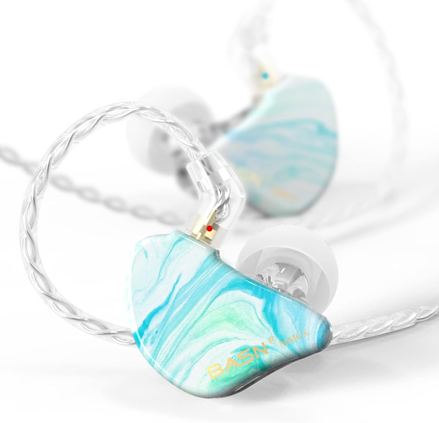 BASN MMCX in Ear Monitor Headphones,Triple Driver IEM In-Ear Earphone for Musician Drummer, Noise-Isolation Hifi Stereo Earbuds with Two Detachable Cables (Golden Obsidian)