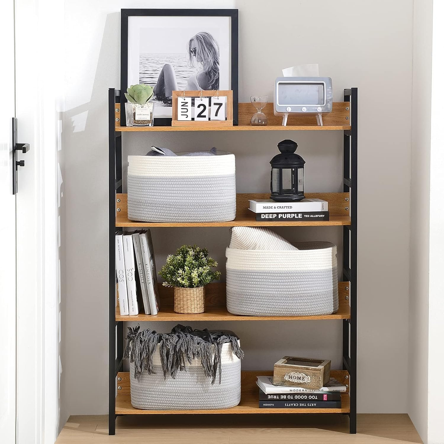 3Pack Storage Basket,Storage Basket for Organizing, Woven Baskets for Storage, Cotton Rope Basket for Toys&Books,Towel Baskets for Bathroom,Baby Organizing Baskets (Grey) image number 1