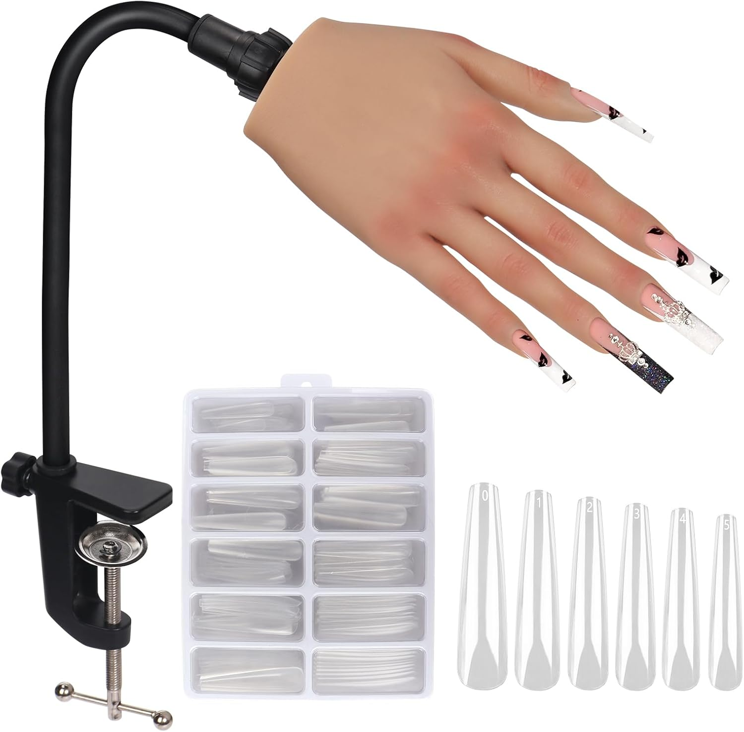 Silicone Practice Hand for Acrylic Nails: Fake Nail Practice Hand - Flexible Nail Training Hand - Nail Hand Practice Model for DIY Nail Art