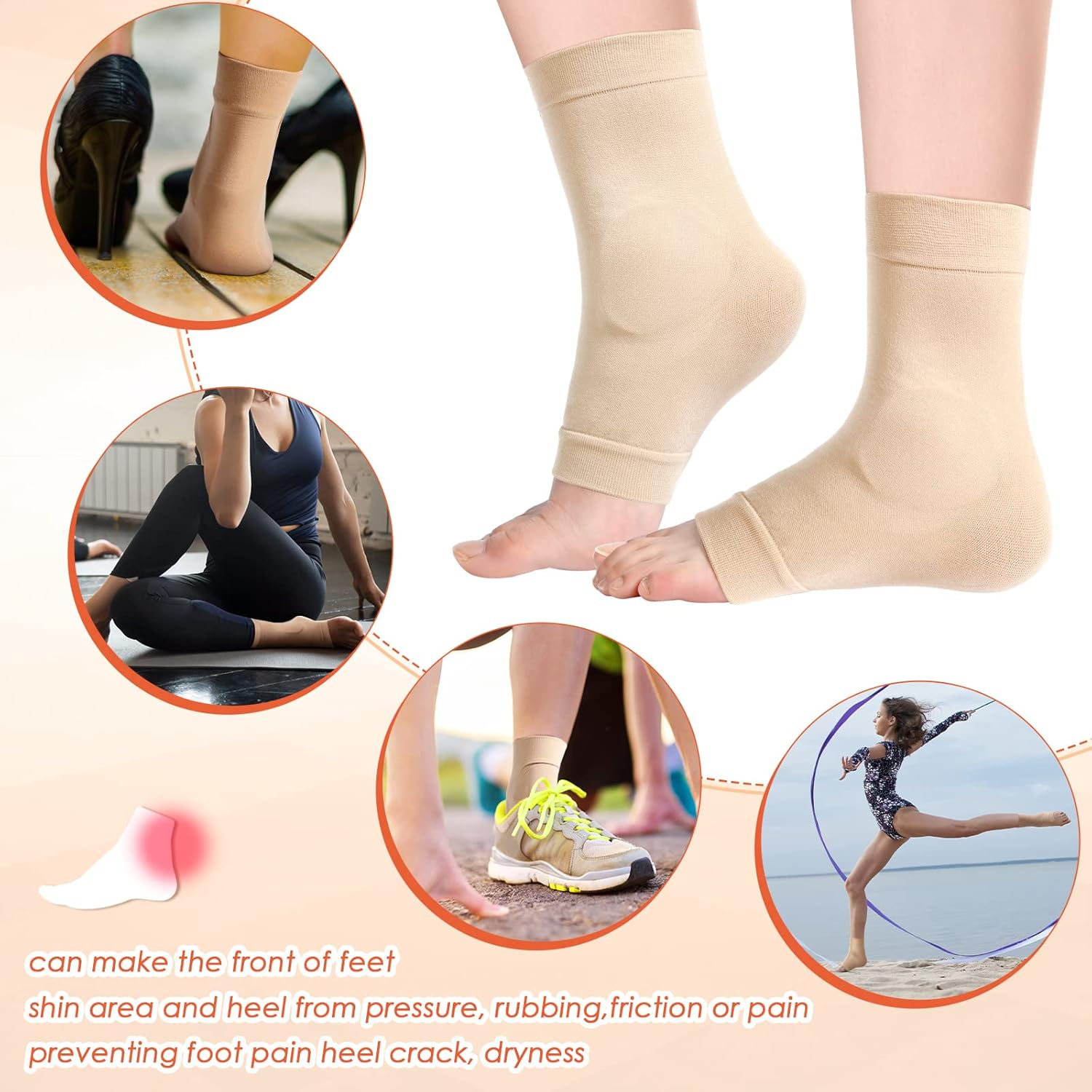 Geyoga 2 Pairs Ice Skating Socks for Women Padded Skate Socks Ankle Protector Skate Guards Ankle Sleeve Pad for Boots, Skates, Splints, Braces image number 1