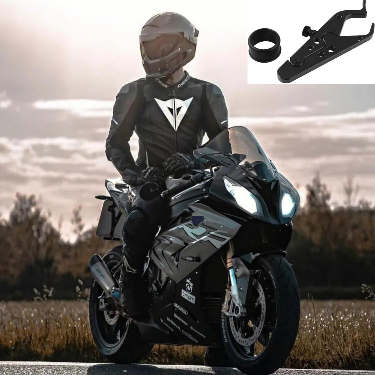 Motorcycle Cruise Control, 1 Sets Motorcycle Throttle Lock, Universal Throttle Assist Wrist/Hand Grip Lock Clamp with Silicone Ring Protect Fits Most Bike Motorcycle (Black, 1)