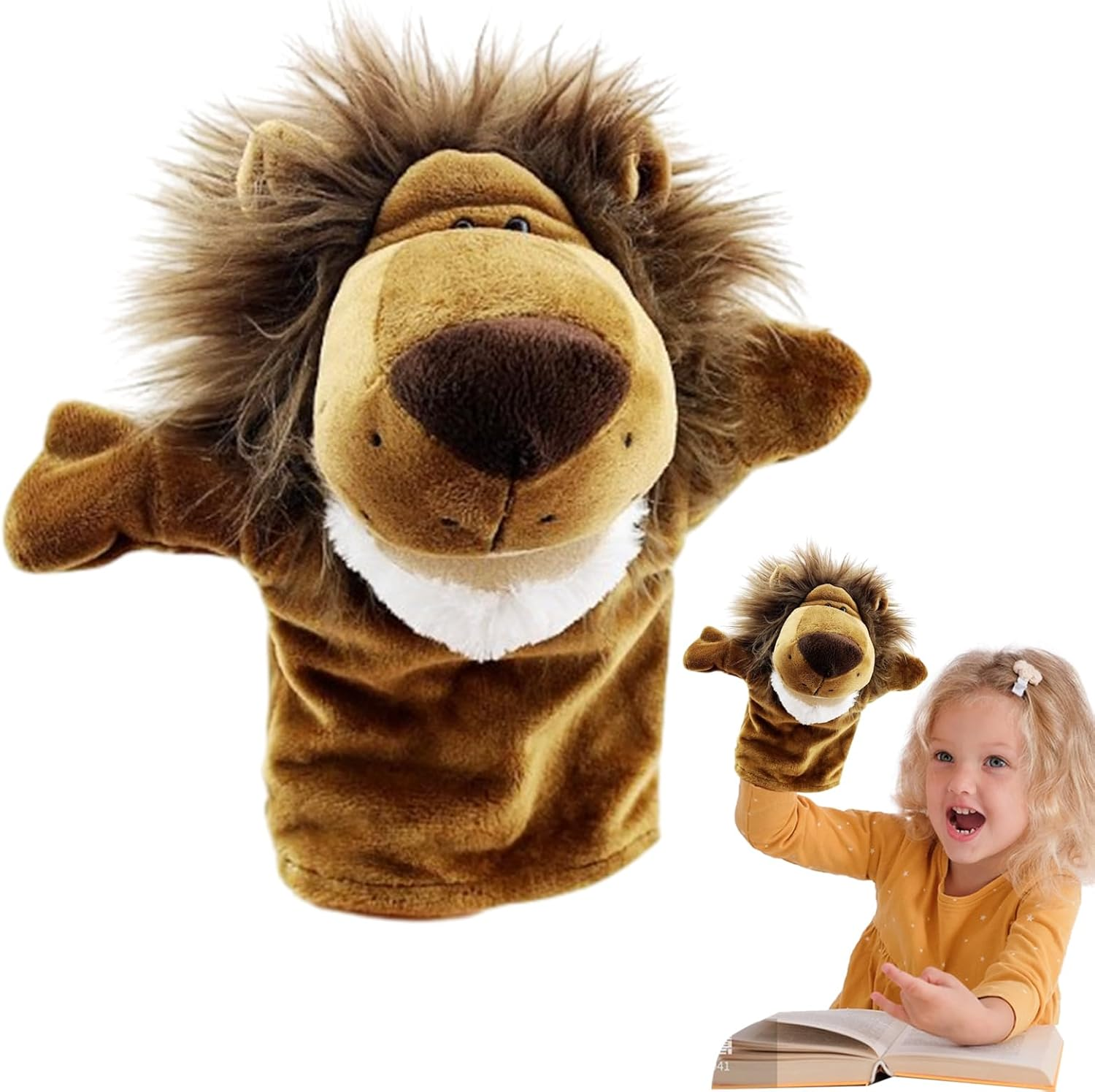 Animal Hand Puppets - Soft Plush Puppets,Adorable Funny Creative Washable Interactive Soft Animal Puppets with Working Mouth for Telling Story Teaching Role Puchen image number 5