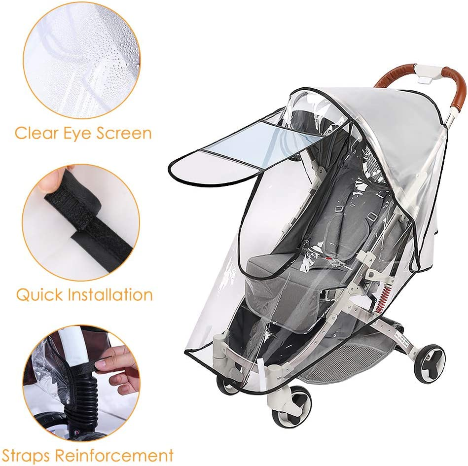 Slowton Stroller Rain Cover Universal Size, Waterproof Dustproof Windproof Durable Protection, Travel-Friendly Stroller Weather Shield with Eye Screen, Outdoor Use Eye Protection Stroller Accessory image number 1